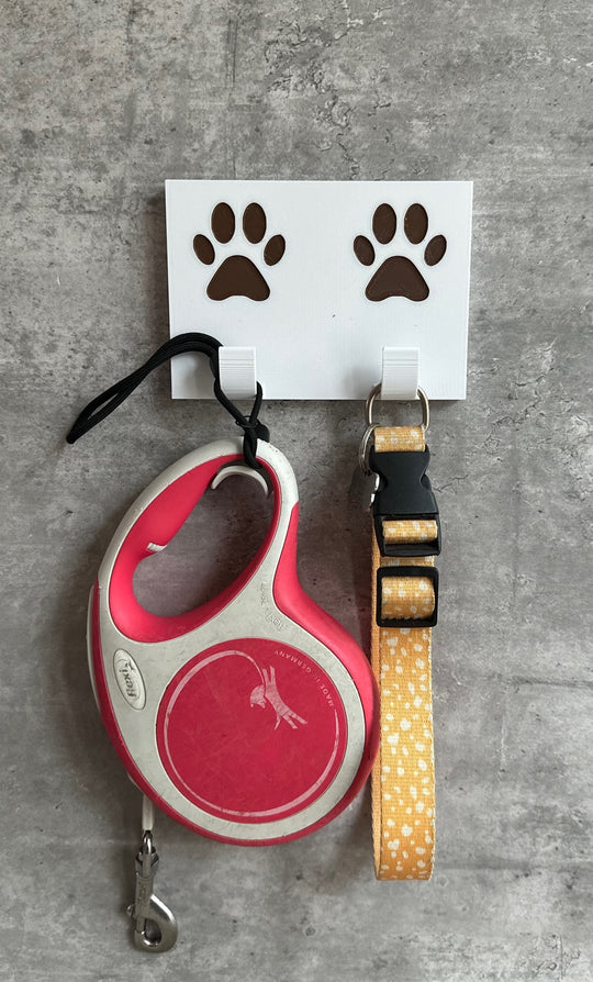 Personalised  Paw Print (2 Paws) Dog Lead Hook | 3D Printed | Unique Personalised Gifts)