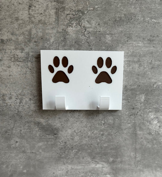 Personalised  Paw Print (2 Paws) Dog Lead Hook | 3D Printed | Unique Personalised Gifts)