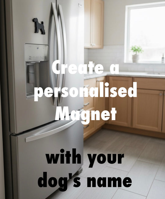 personalised Airedale Terrier magnet with name on fridge, custom dog fridge magnet, dog lover gift UK
