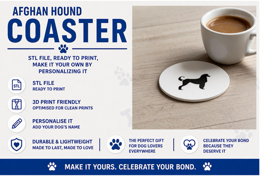 Afghan Hound coaster with customizable options on a white background