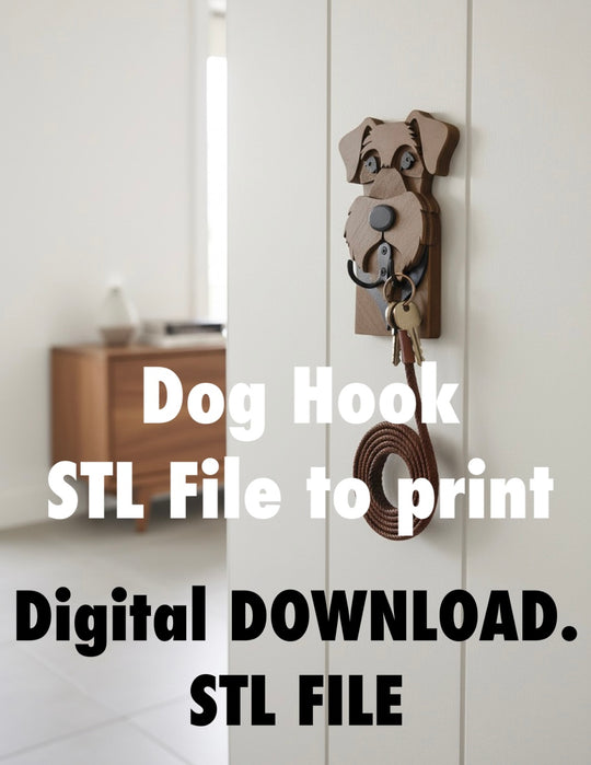 Dog wall hook STL file, 3D printable dog key holder, digital download dog leash hook design for home decor