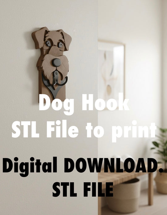 Dog wall hook STL file, 3D printable dog key holder, digital download dog leash hook design for home decor