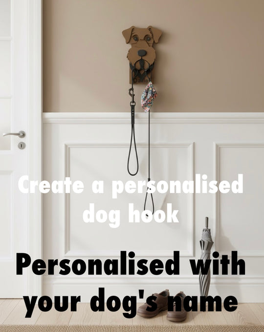 Personalised dog lead hook with name, dog wall hook for leads and keys, custom dog gift, hallway wall decor
