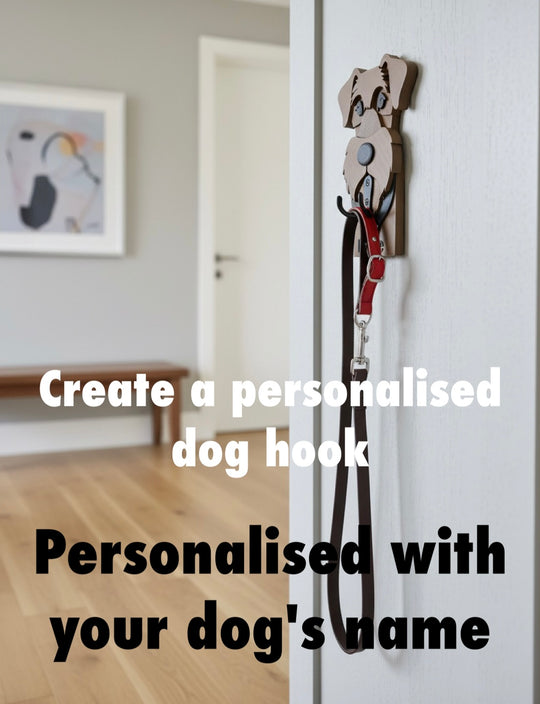 Personalised dog lead hook with name, dog wall hook for leads and keys, custom dog gift, hallway wall decor