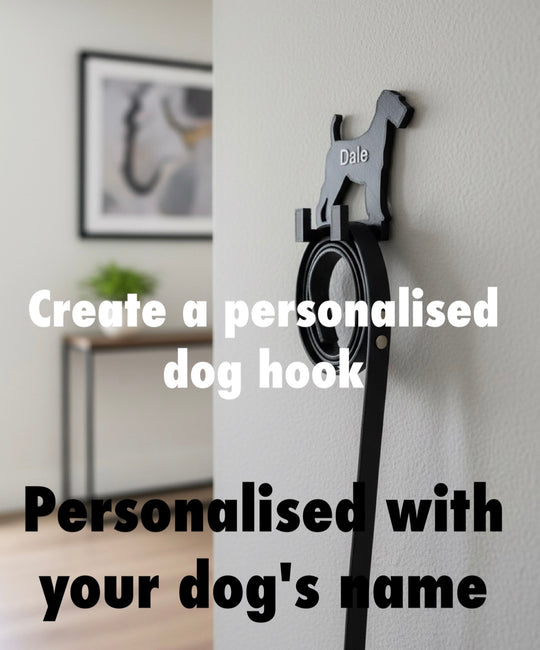Personalised dog lead hook with name, dog wall hook for leads and keys, custom dog gift, hallway wall decor