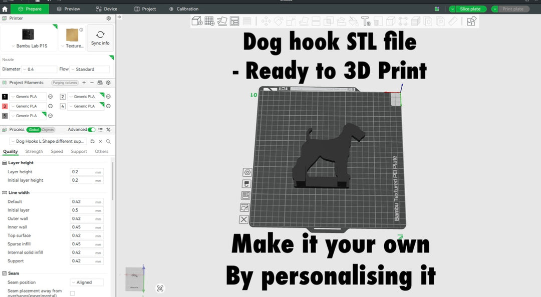 Personalised Airedale dog lead hook with name STL file, 3D printable dog leash holder digital download
