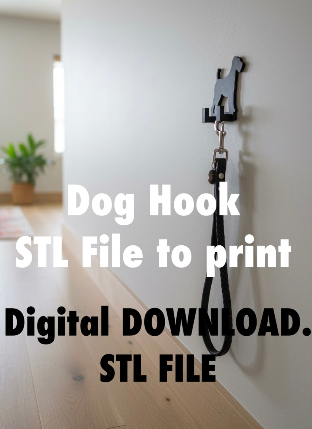 Personalised Airedale dog lead hook with name STL file, 3D printable dog leash holder digital download