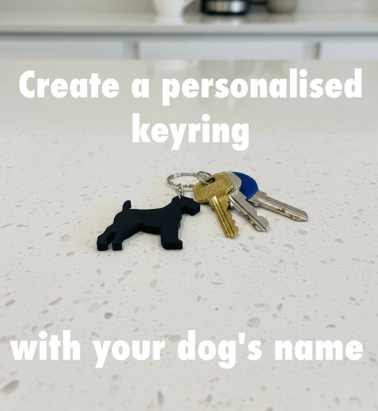 personalised Airedale Terrier keyring with name, custom dog keychain on handbag, dog lover gift UK