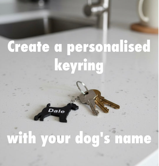 personalised Airedale Terrier keyring with name, custom dog keychain on handbag, dog lover gift UK