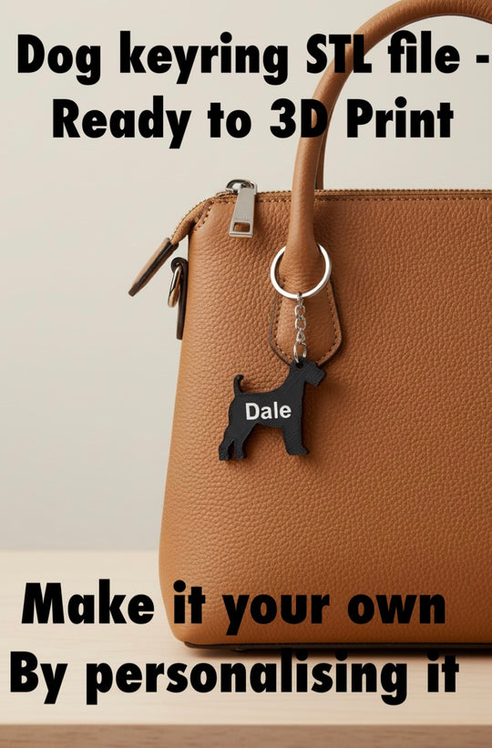 personalised Airedale Terrier keyring with name, custom dog keychain on handbag, dog lover gift UK