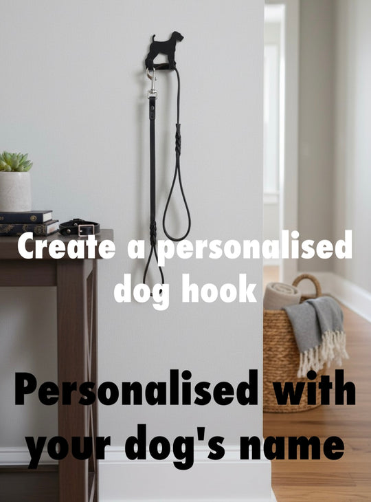 Personalised dog lead hook with name, dog wall hook for leads and keys, custom dog gift, hallway wall decor