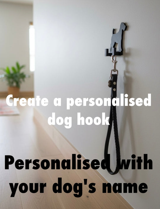 Personalised dog lead hook with name, dog wall hook for leads and keys, custom dog gift, hallway wall decor