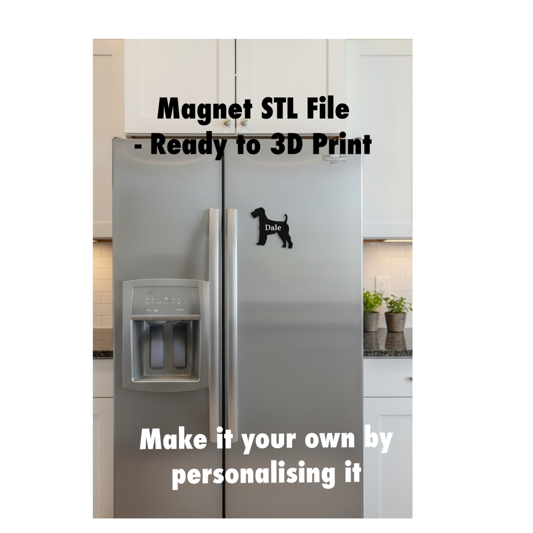 Airedale Terrier magnet STL file for 3D printing, dog fridge magnet digital download, custom dog magnet design UK