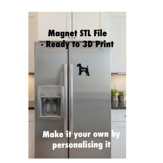 Airedale Terrier magnet STL file for 3D printing, dog fridge magnet digital download, custom dog magnet design UK