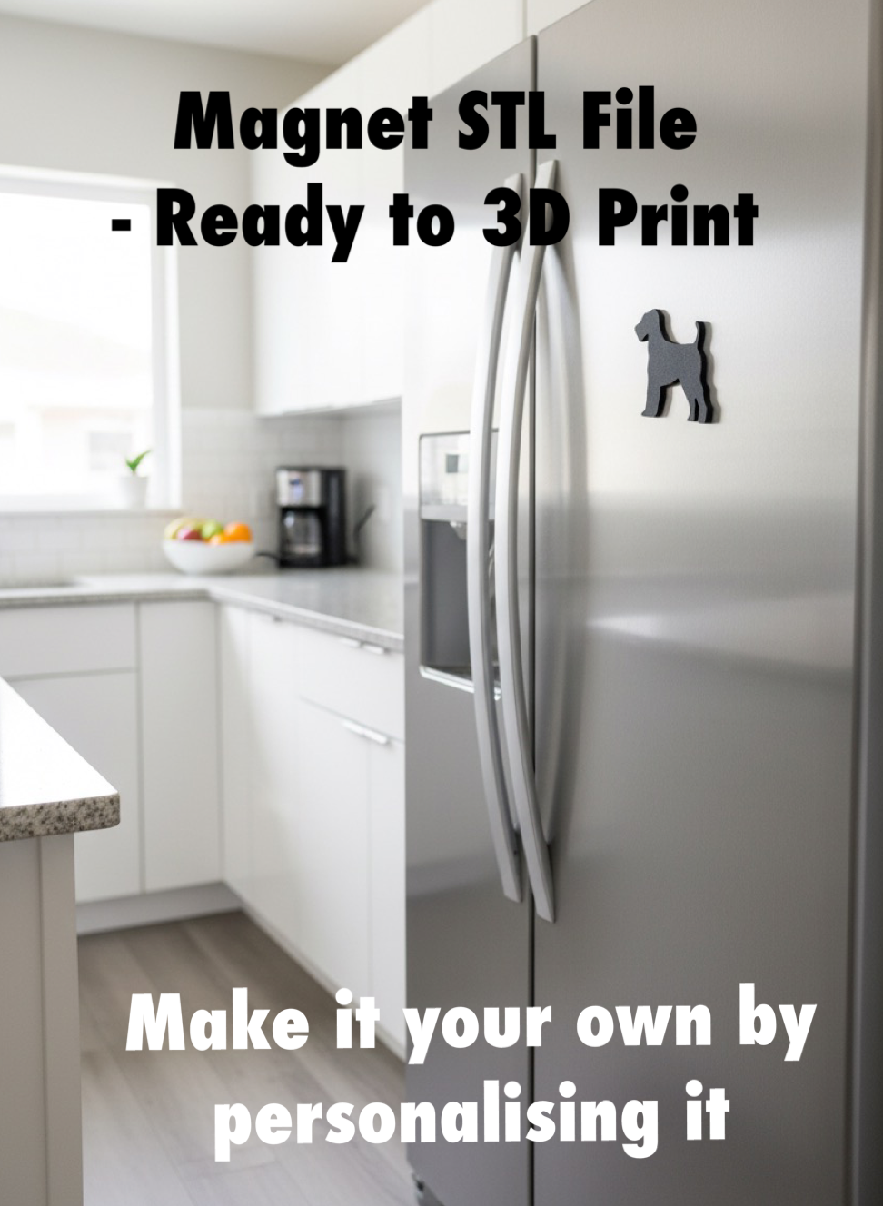 Airedale Terrier magnet STL file for 3D printing, dog fridge magnet digital download, custom dog magnet design UK