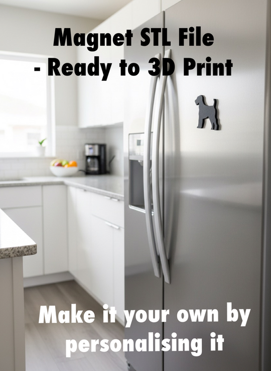 Airedale Terrier magnet STL file for 3D printing, dog fridge magnet digital download, custom dog magnet design UK