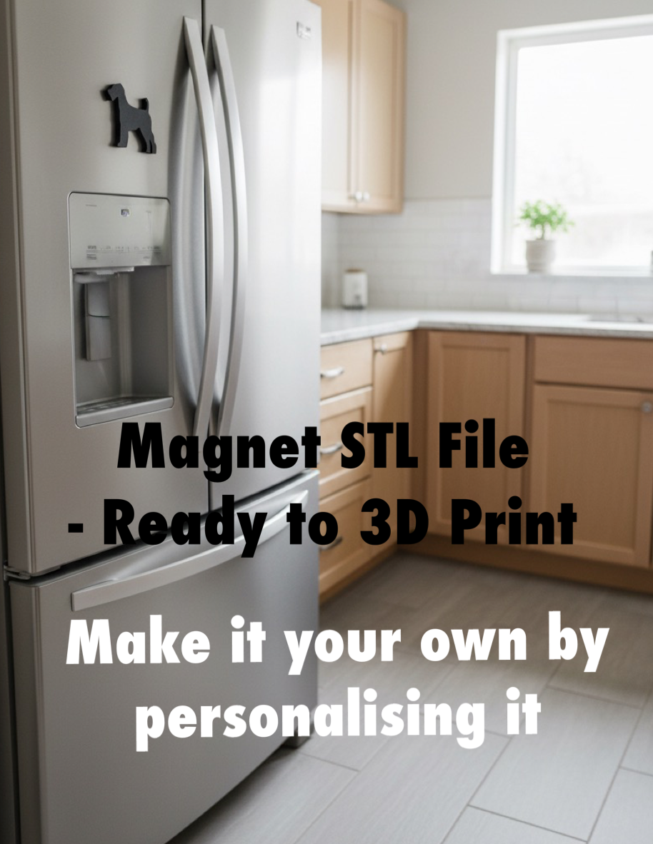 Airedale Terrier magnet STL file for 3D printing, dog fridge magnet digital download, custom dog magnet design UK