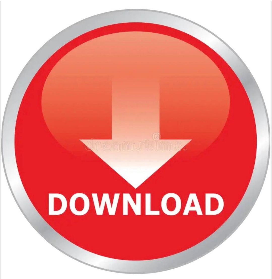 Red download button with white arrow and text on a white background