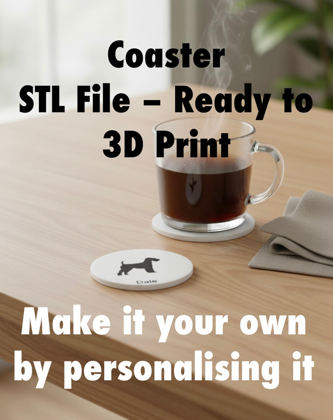 Airdale Terrier Coaster STL File | 3D Printable Dog Coaster | Digital Download