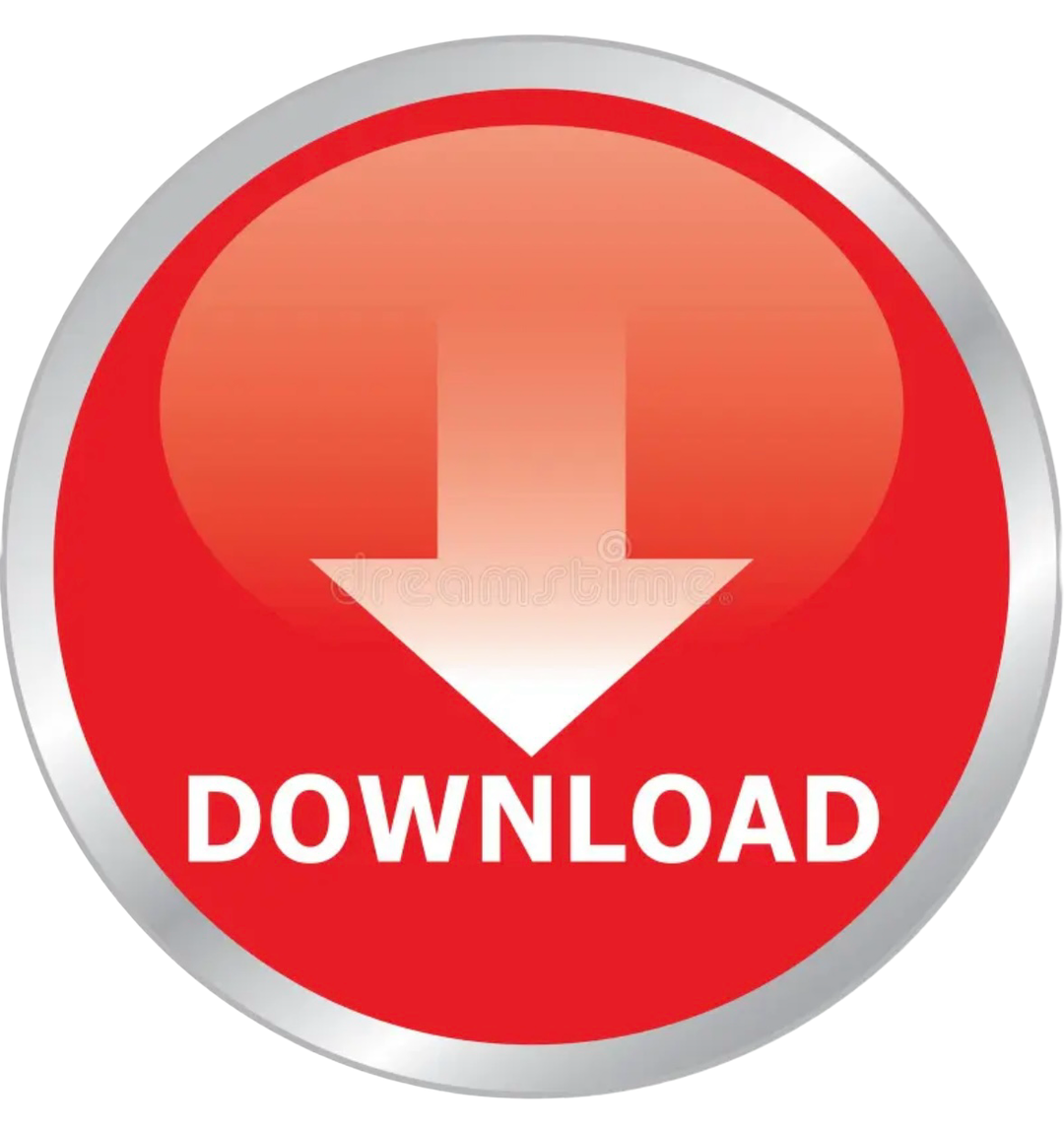 Red button with a white download arrow and text on a white background