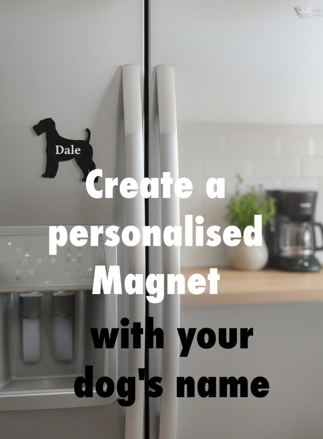 personalised Airedale Terrier magnet with name on fridge, custom dog fridge magnet, dog lover gift UK