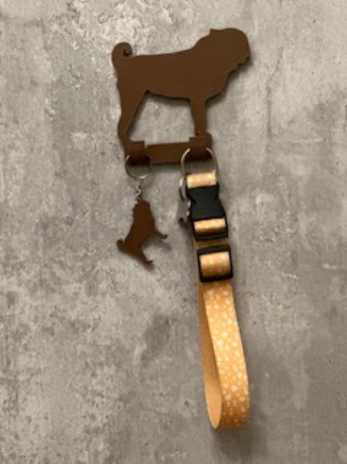 Personalised Pug Dog Lead Hook | 3D Printed | Unique Personalised Gifts