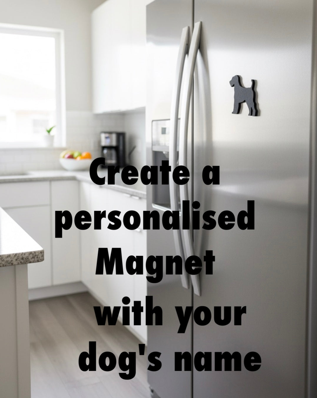 personalised Airedale Terrier magnet with name on fridge, custom dog fridge magnet, dog lover gift UK