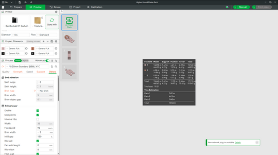 3D print slice of Afghan Hound hook in Bambu Studio.