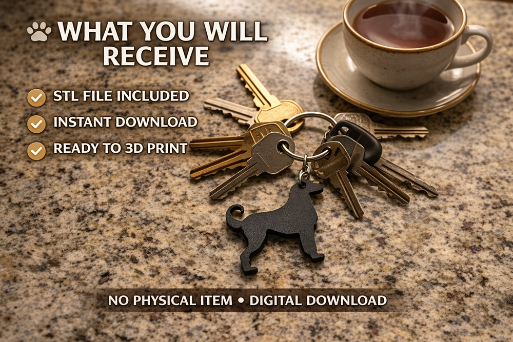 Afghan Hound Keyring STL File What You Will Receive Digital Download