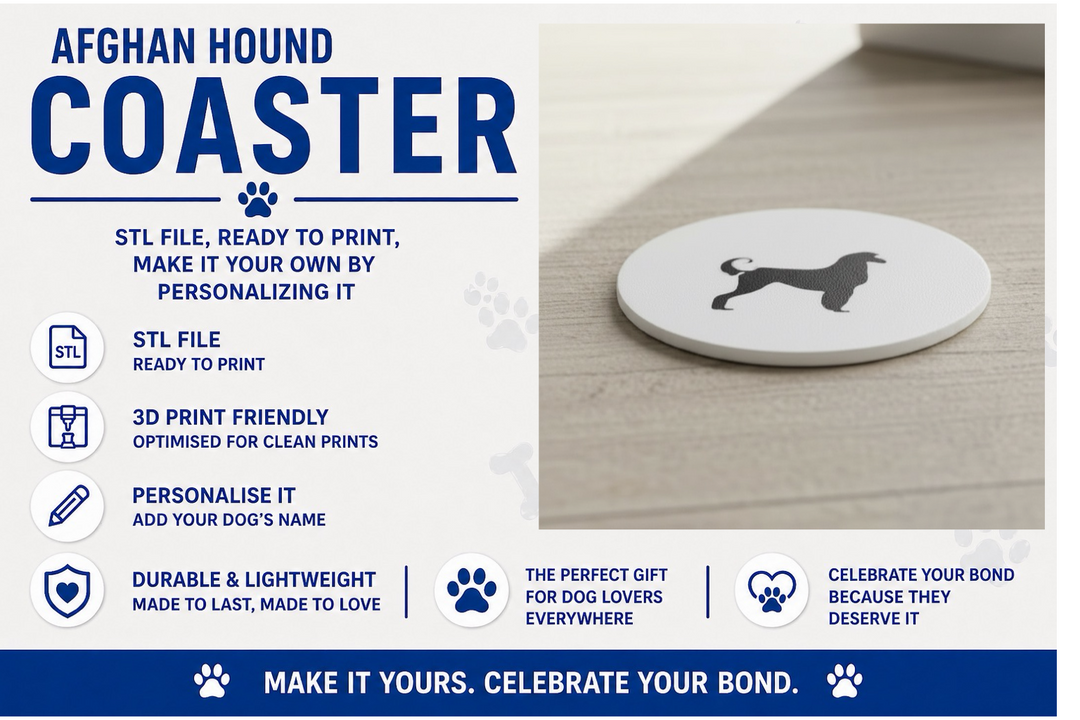 Afghan Hound coaster with customizable options on a white background