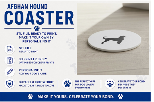 Afghan Hound coaster with customizable options on a white background
