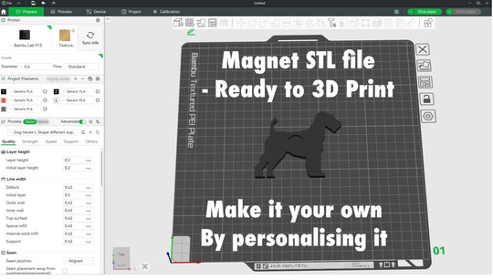 Airedale Terrier magnet STL file for 3D printing, dog fridge magnet digital download, custom dog magnet design UK