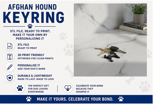Afghan Hound Keyring  STL File 3D Printing