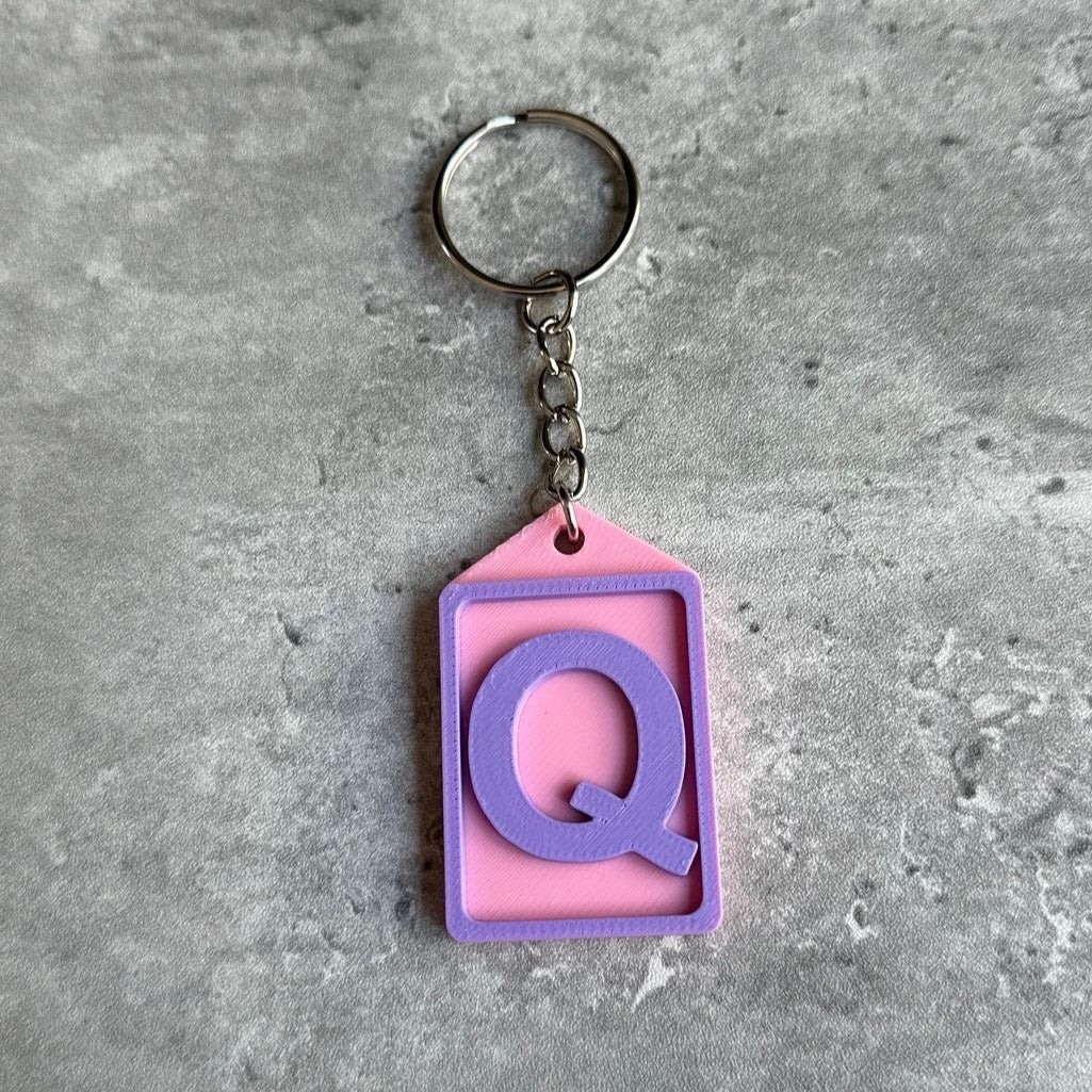 Personalised Initial keyring (3D Printed) Letter Q | 3D Printed | Unique Personalised Gifts