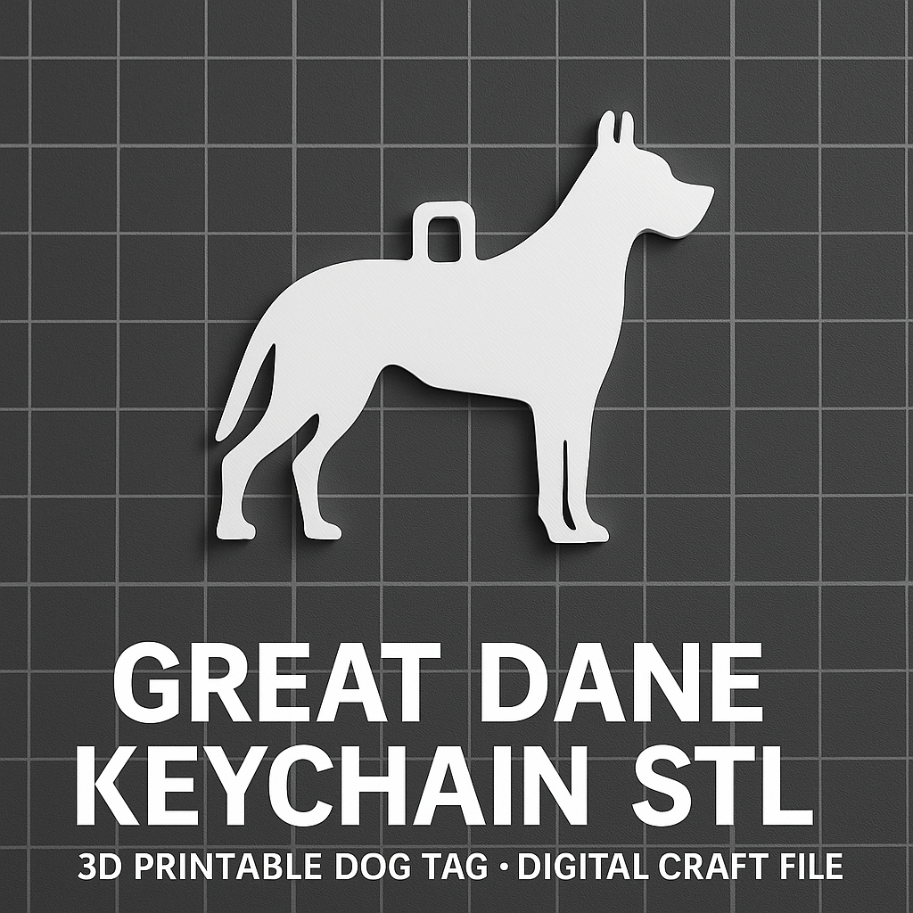 D model preview of a Great Dane silhouette on a virtual print bed in Bambu Studio slicer software. The design is labeled 'Before' and shows the initial flat version with a rectangular base, ready for 3D printing on a Bambu X1 printer