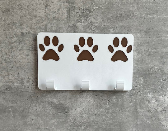 Personalised  Paw Print (3 Paws) Dog Lead Hook | 3D Printed | Unique Personalised Gifts