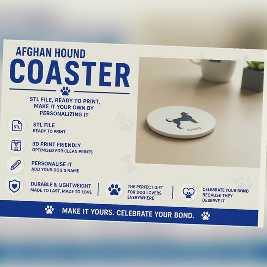 Afghan Hound Coaster STL File For 3D Printing