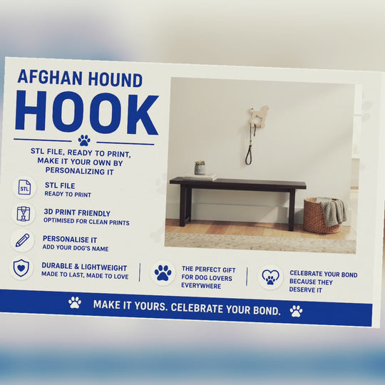 Afghan Hound Wall Hook STL File for 3D Printing