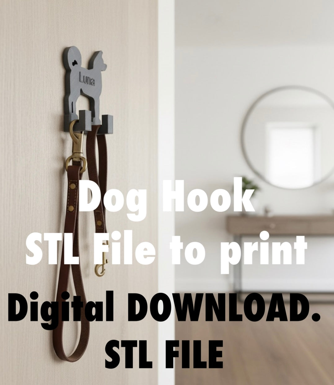 Akita Wall Hook STL File for 3D Printing