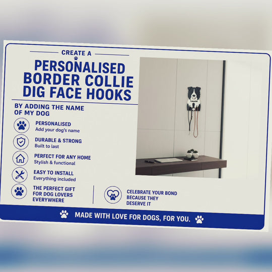 Border Collie 3D Printed Dog Face Hook