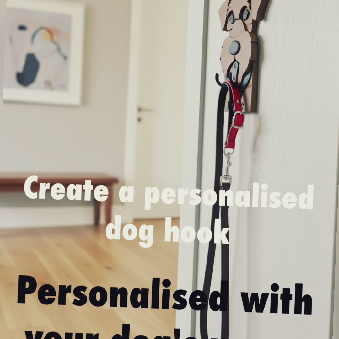 Personalised dog lead hook with name, dog wall hook for leads and keys, custom dog gift, hallway wall decor