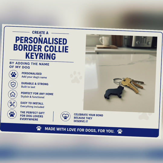 Border Collie 3D Printed Dog Keyring
