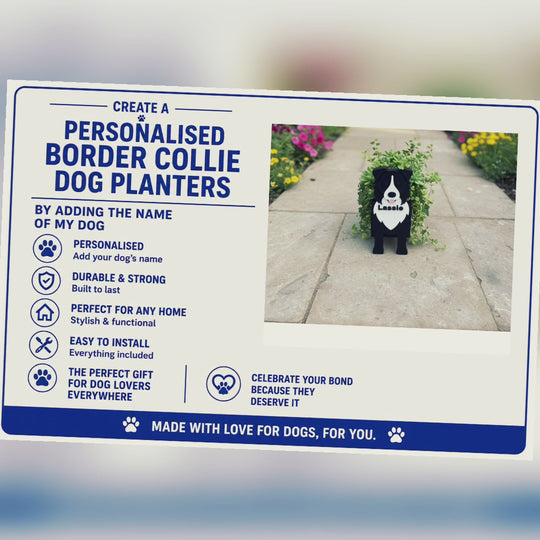 Border Collie 3D Printed Dog Planter