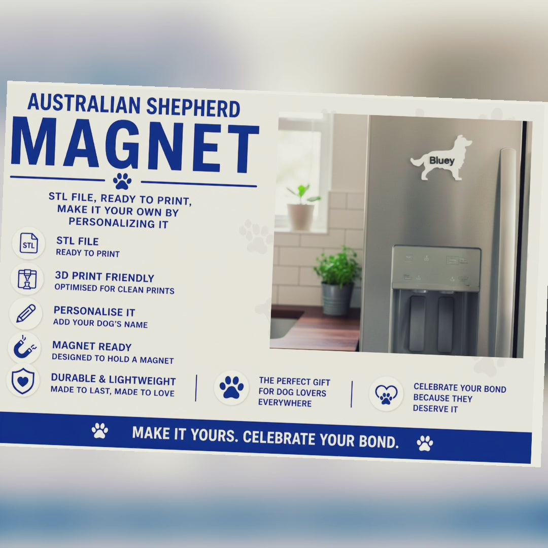 Australian Shepherd Magnet STL File For 3D Printing video