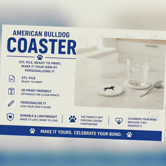 American Bulldog Coaster STL File For 3D Printing.