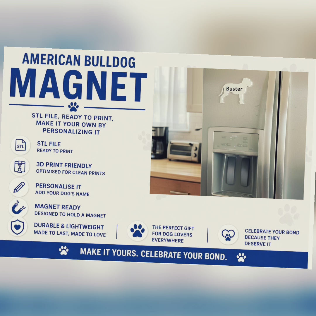 American Bulldog Magnet STL File For 3D Printing