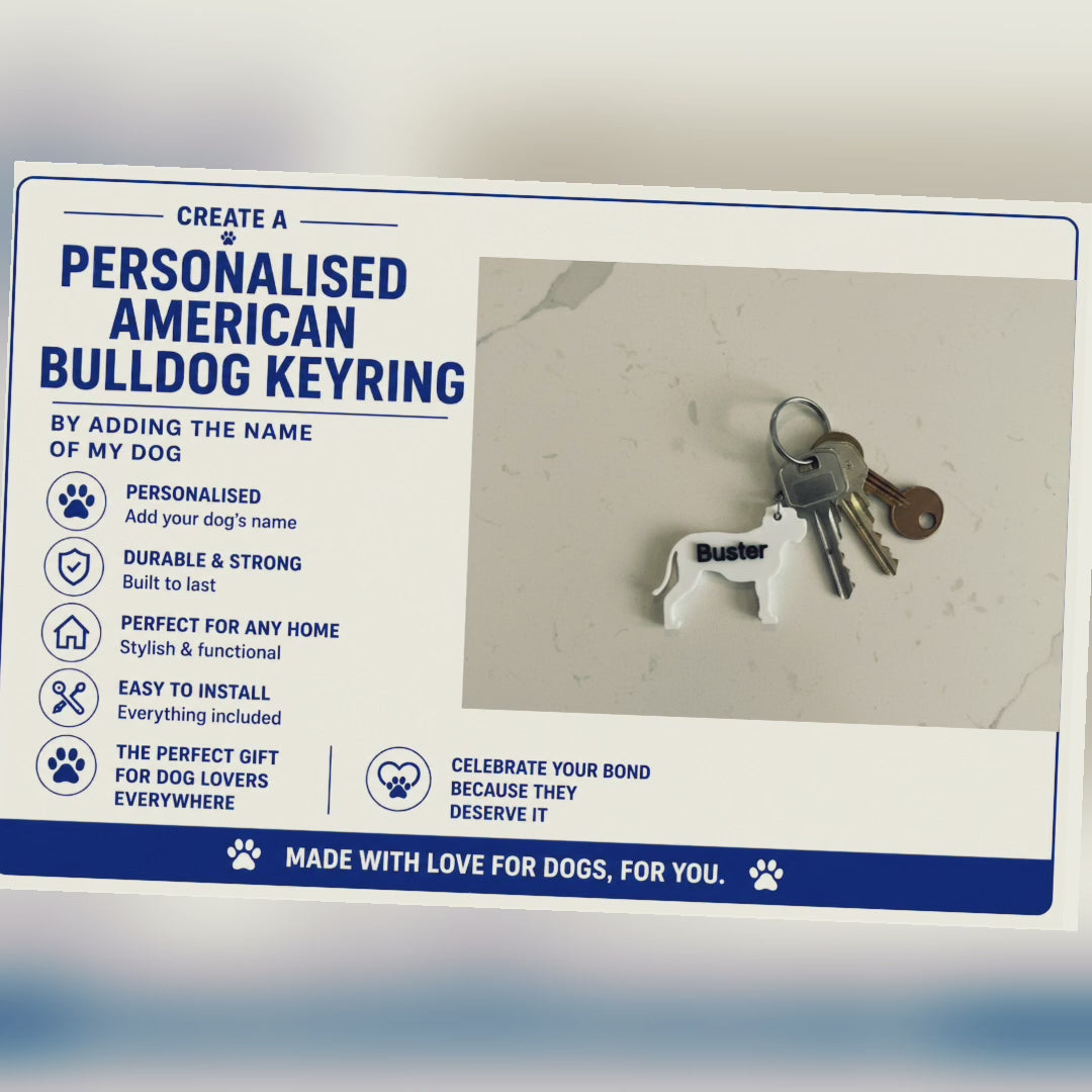 American Bulldog 3D Printed Dog Keyring